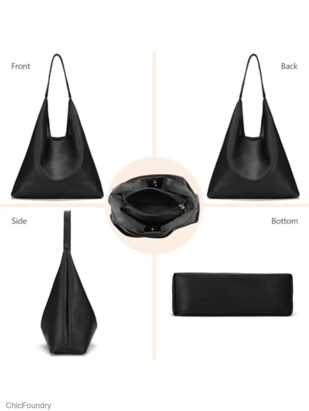 Women's Slouchy Hobo Bag Faux Leather Shoulder Tote with Cosmetic Bag